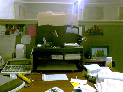 disorganized desk