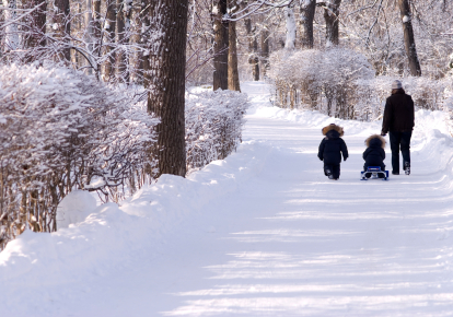 family winter walk
