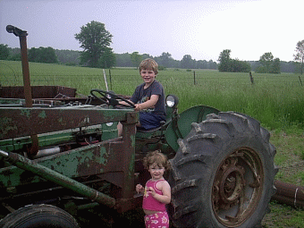 Kids playing on Tractor