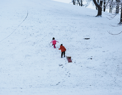 Hiking up Snowy Hill