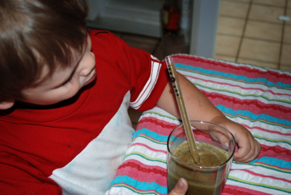 Glass Straw in the Green Smoothie