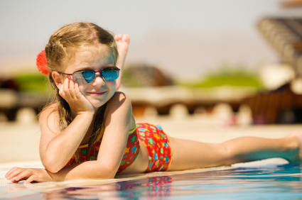 girl by the pool