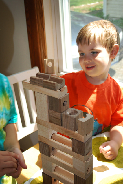Playing with eco friendly, natural toys