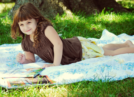 Outside on a blanket