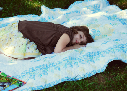 Outside on a blanket