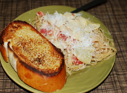 Whole Wheat Capellini with Tomato and Artichokes